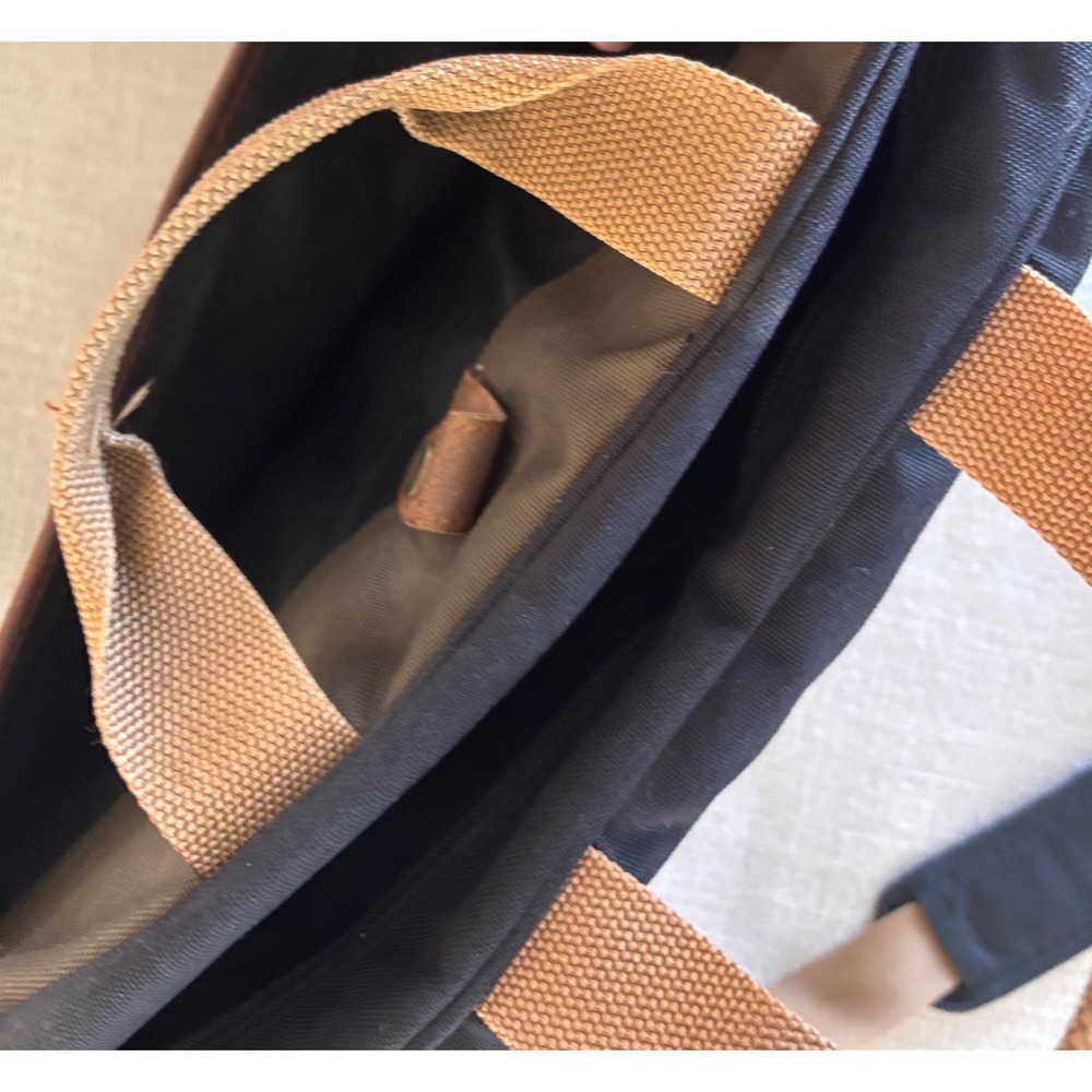 Timberland Messenger Bag Black Canvas Leather Trim Laptop Briefcase - Picture 5 of 5